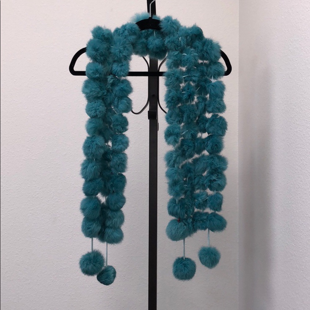 Joia Blue/Green Rabbit Fur Scarf